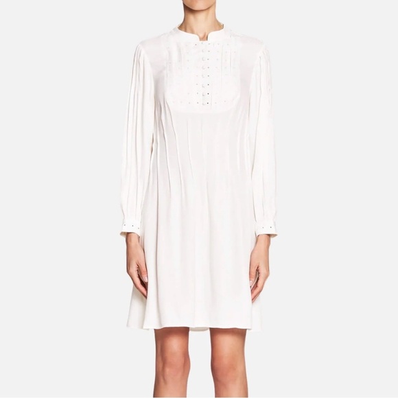 NWT Frame Denim White Long Sleeve Dress Button Detailing XS - Picture 1 of 7